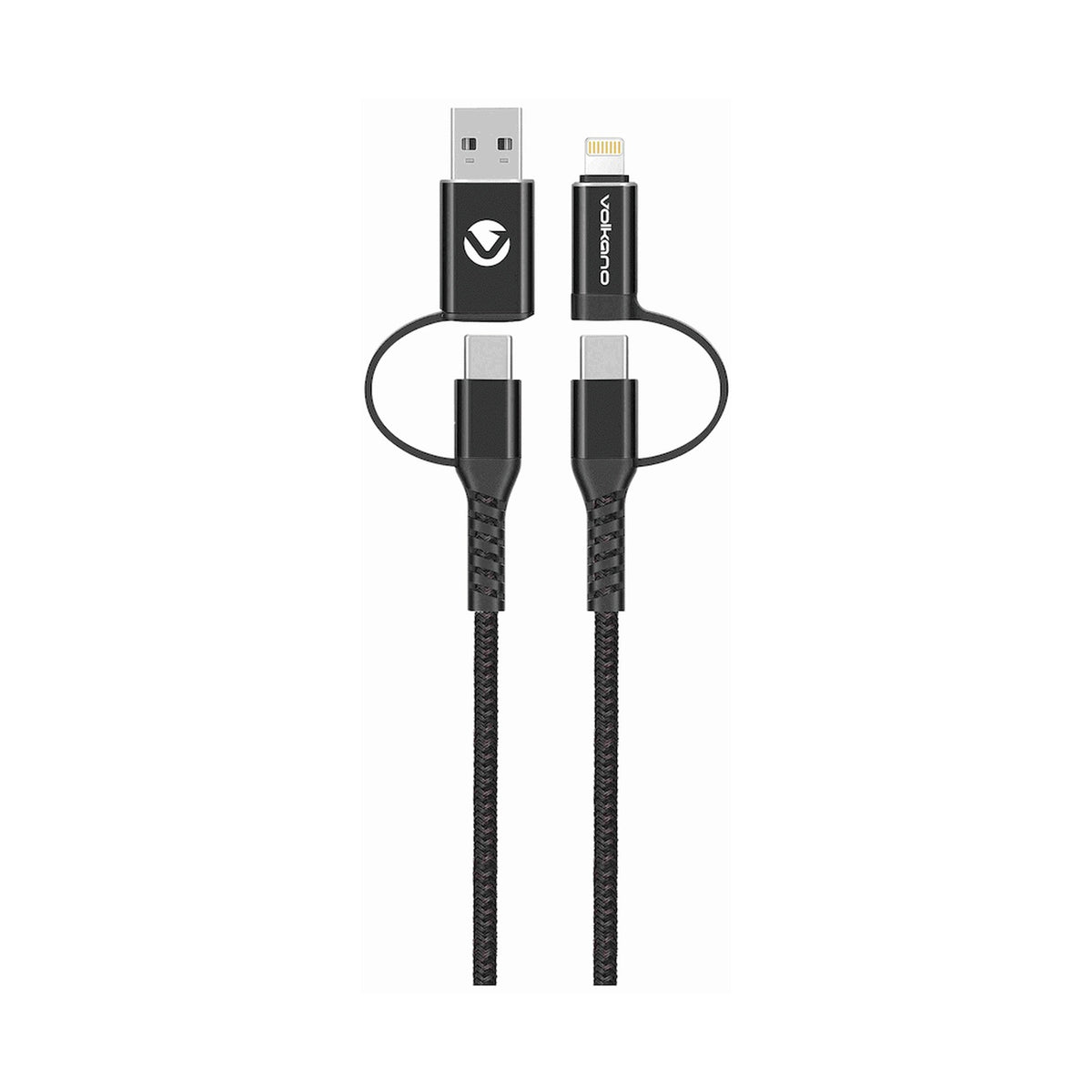 Volkano Weave Series 4-in-1 Cable Two Pack - 1.2m/4ft & 1.8m/6ft