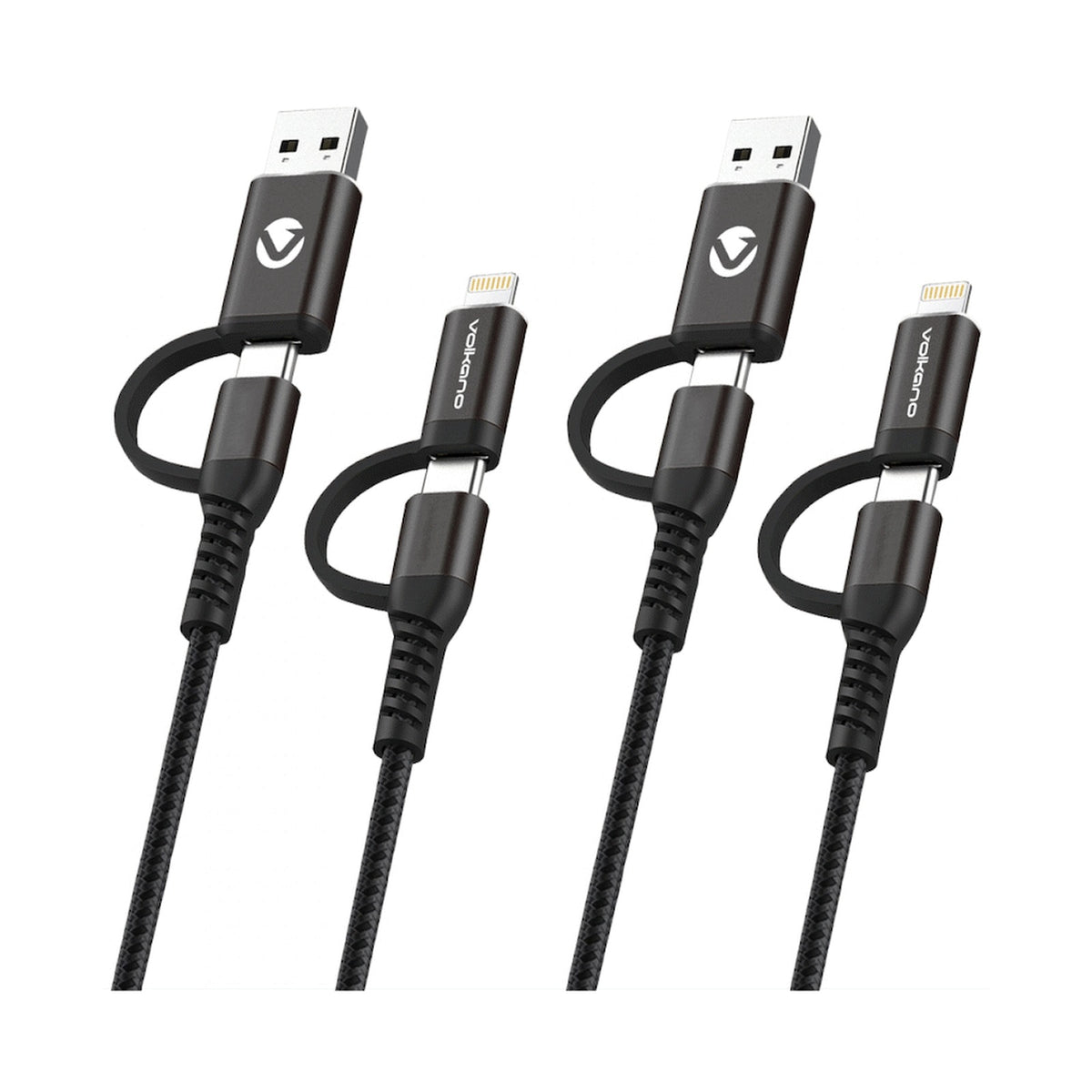 Volkano Weave Series 4-in-1 Cable Two Pack - 1.2m/4ft & 1.8m/6ft