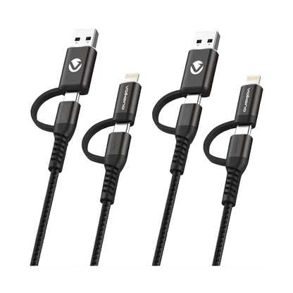 Volkano Weave Series 4-in-1 Cable Two Pack - 1.2m/4ft & 1.8m/6ft
