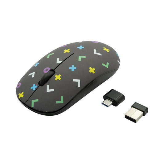 Volkano Tag Series 2.4G Wireless Optical Mouse - USB/Type-C - Geo