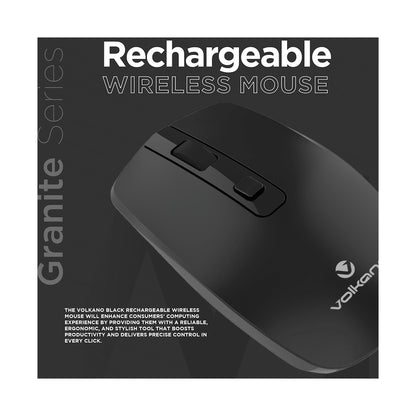 Volkano Granite Series Rechargeable Wireless Mouse - Black