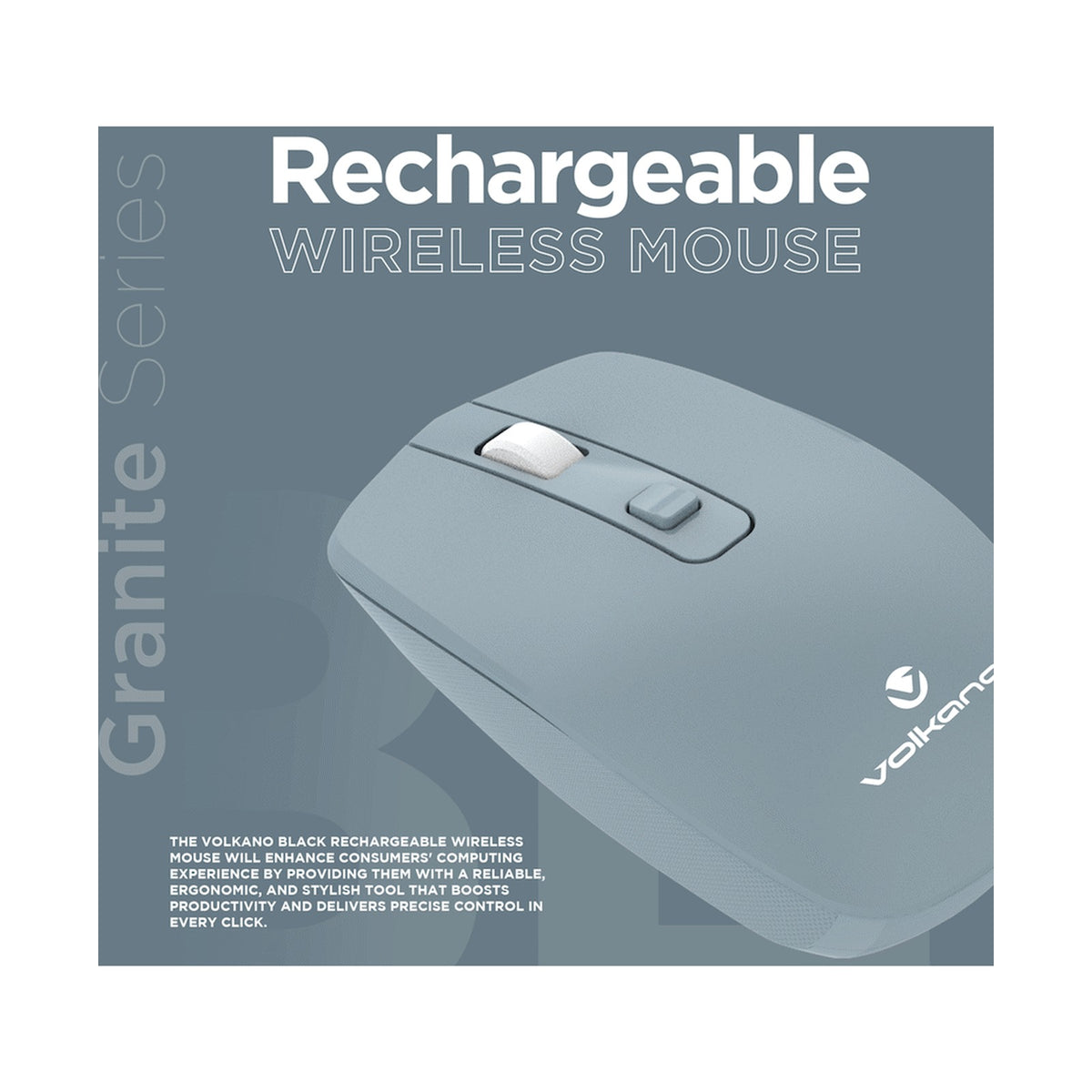 Volkano Granite Series Rechargeable Wireless Mouse - Blue