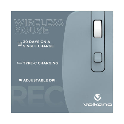 Volkano Granite Series Rechargeable Wireless Mouse - Blue