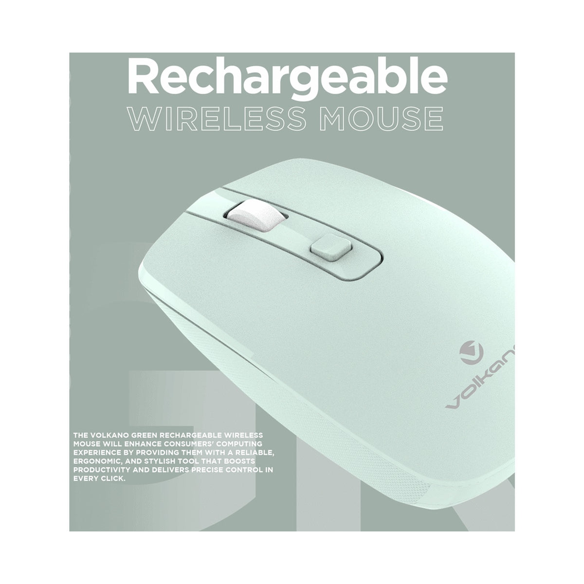 Volkano Granite Series Rechargeable Wireless Mouse - Green