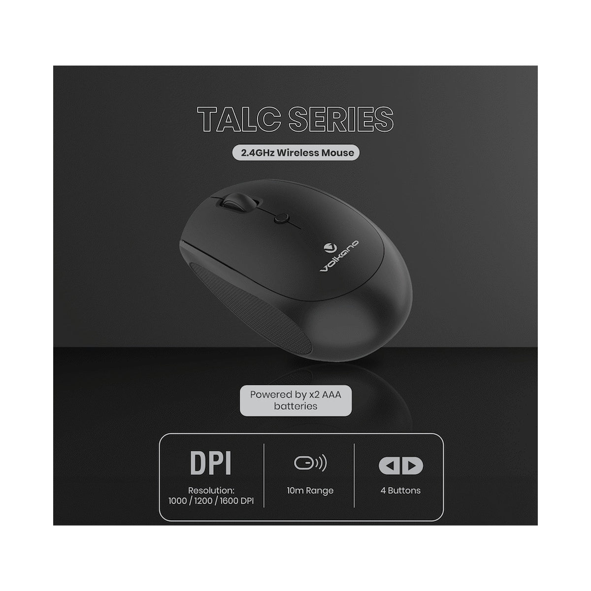 Volkano Talc Wireless Mouse - Black