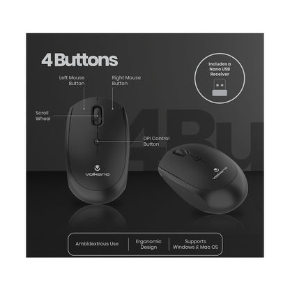 Volkano Talc Wireless Mouse - Black