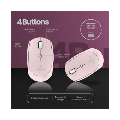 Volkano Talc Wireless Mouse - Pink
