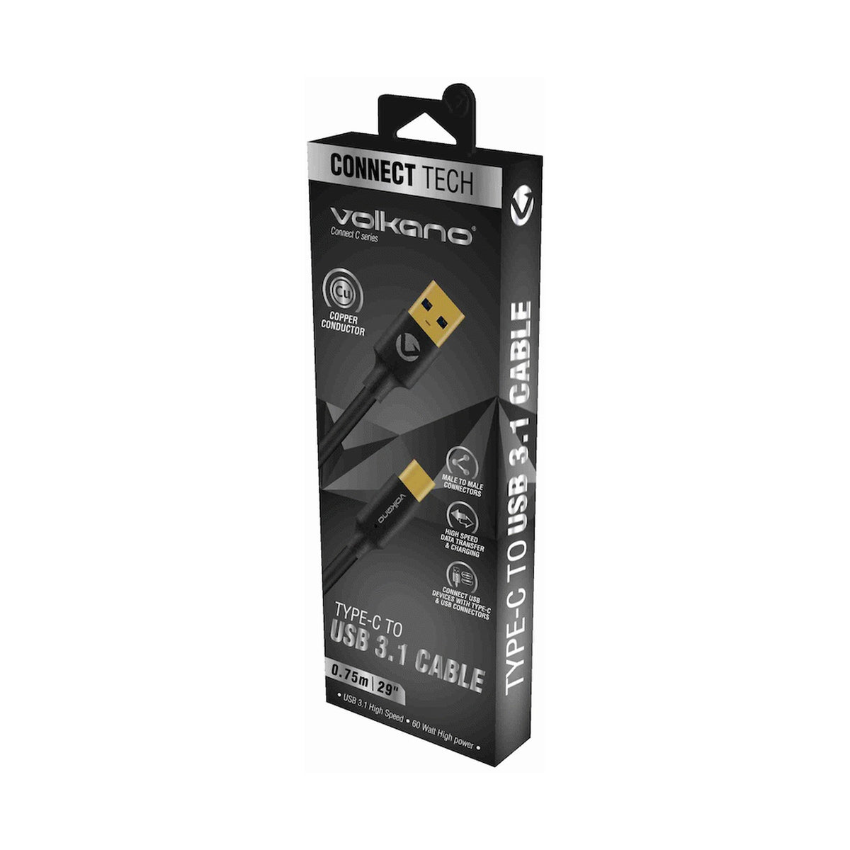 Volkano Connect C Type-C to USB 3.1 Cable M/M 0.75m