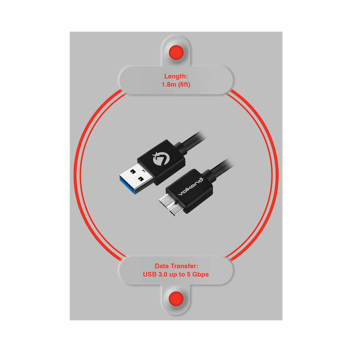 VolkanoX Data Series USB3.0 Micro USB Cable 1.8m