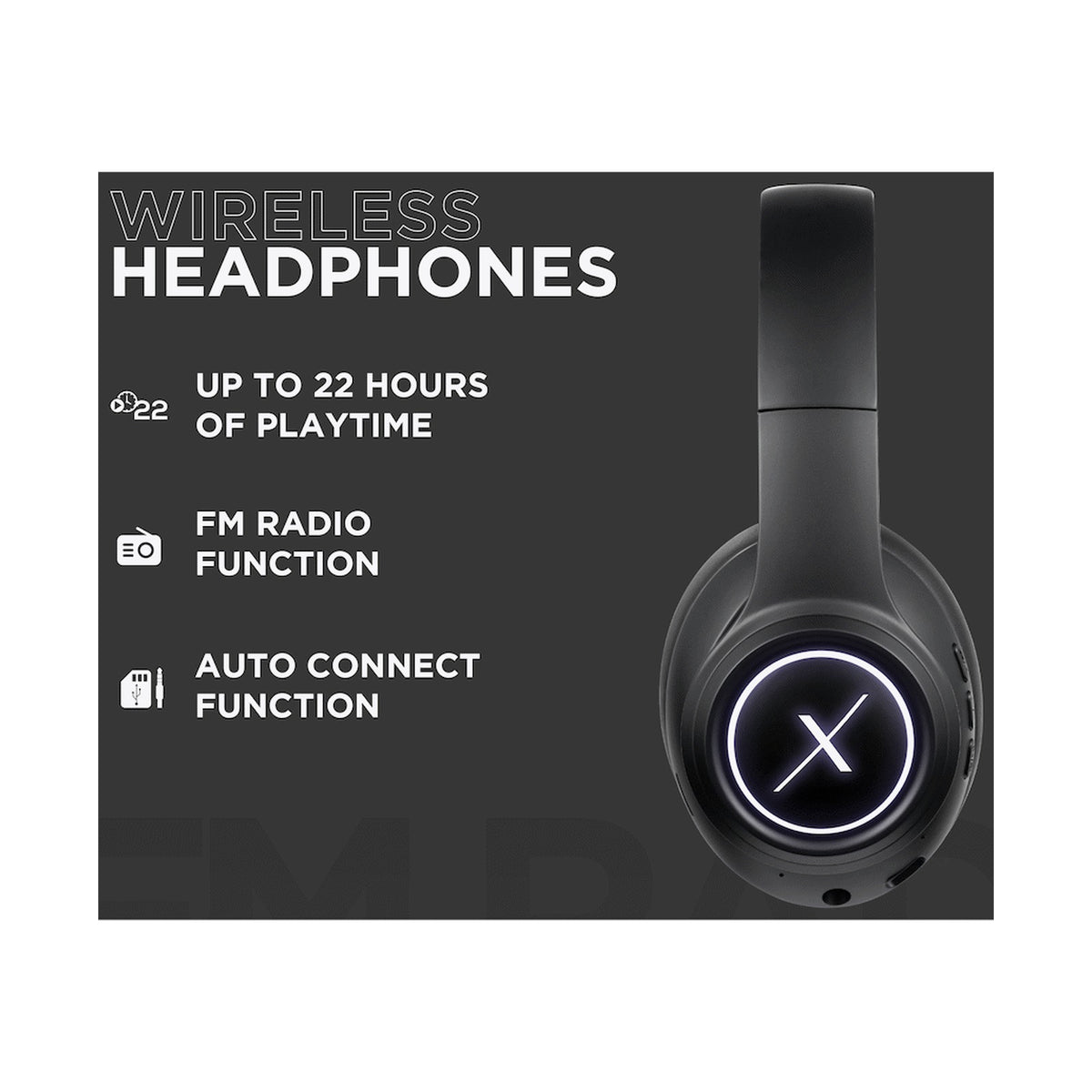 VolkanoX Quasar Series Bluetooth Headphones - Black