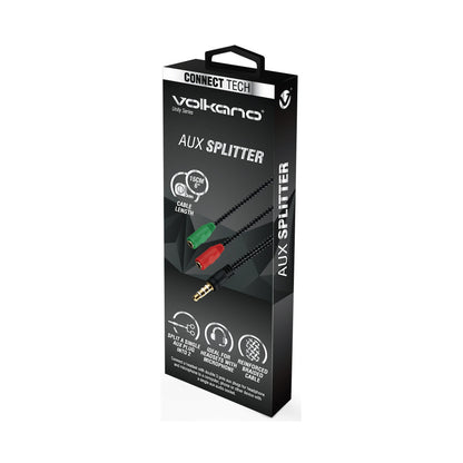 Volkano Unity Series AUX Splitter 4-Pole Plug to 2 AUX Sockets