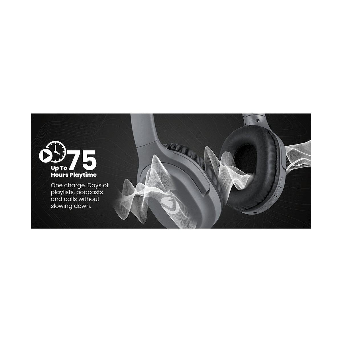 Volkano Pebble Series Bluetooth Headphones - Dark Grey