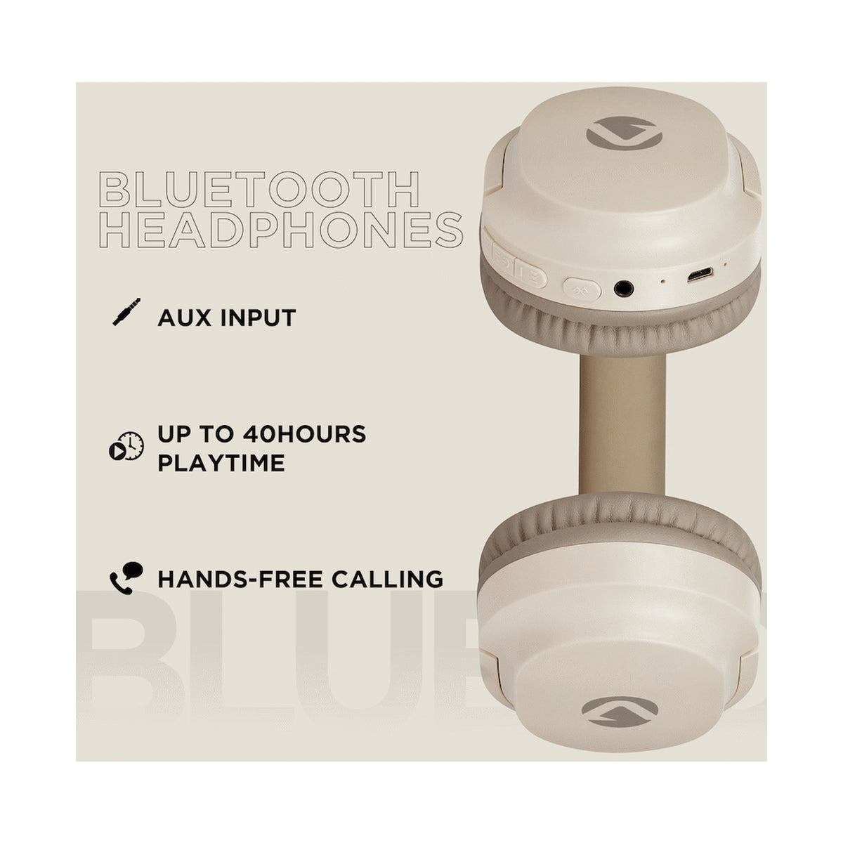 Volkano Pebble Series Bluetooth Headphones - Khaki