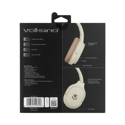 Volkano Pebble Series Bluetooth Headphones - Khaki