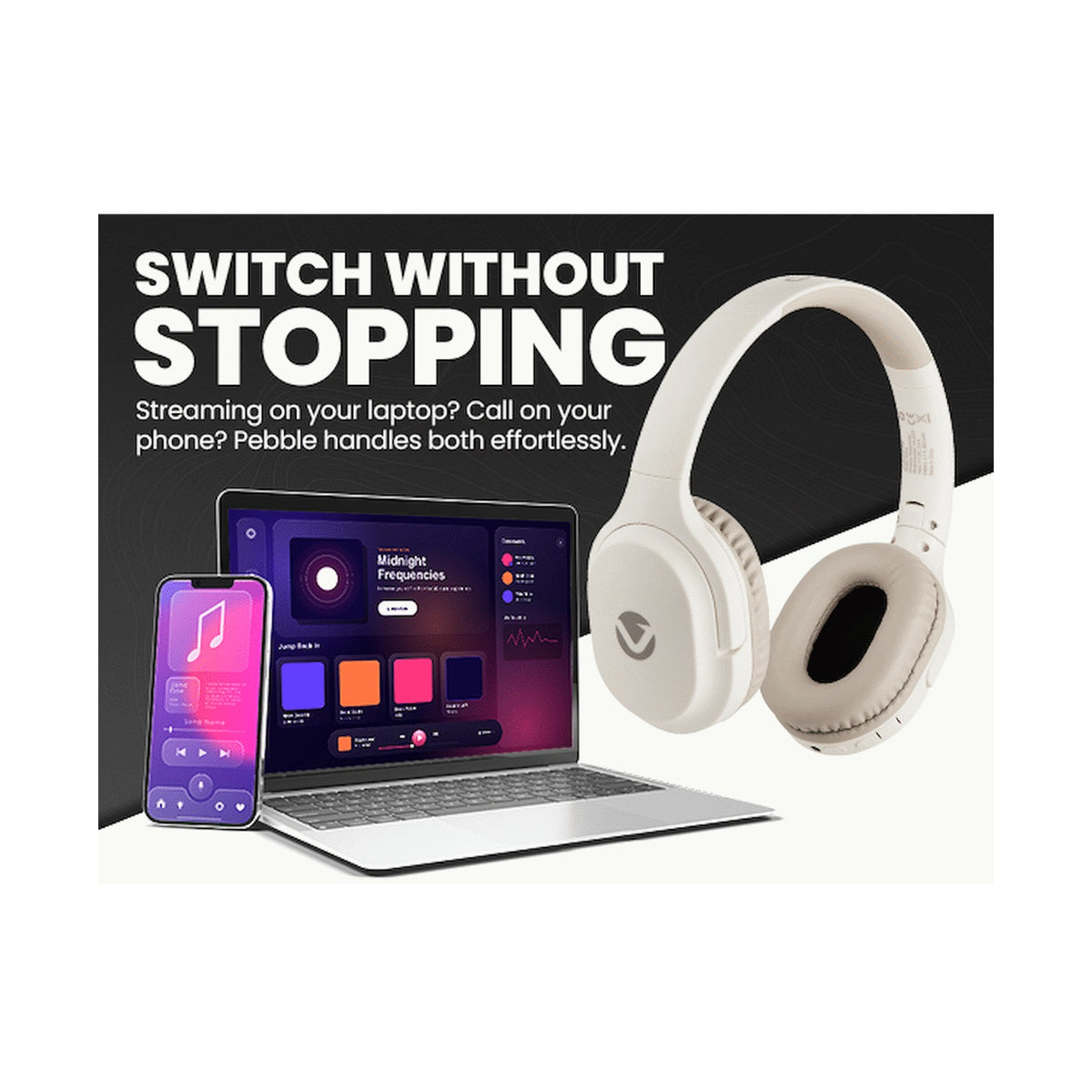 Volkano Pebble Series Bluetooth Headphones - Khaki