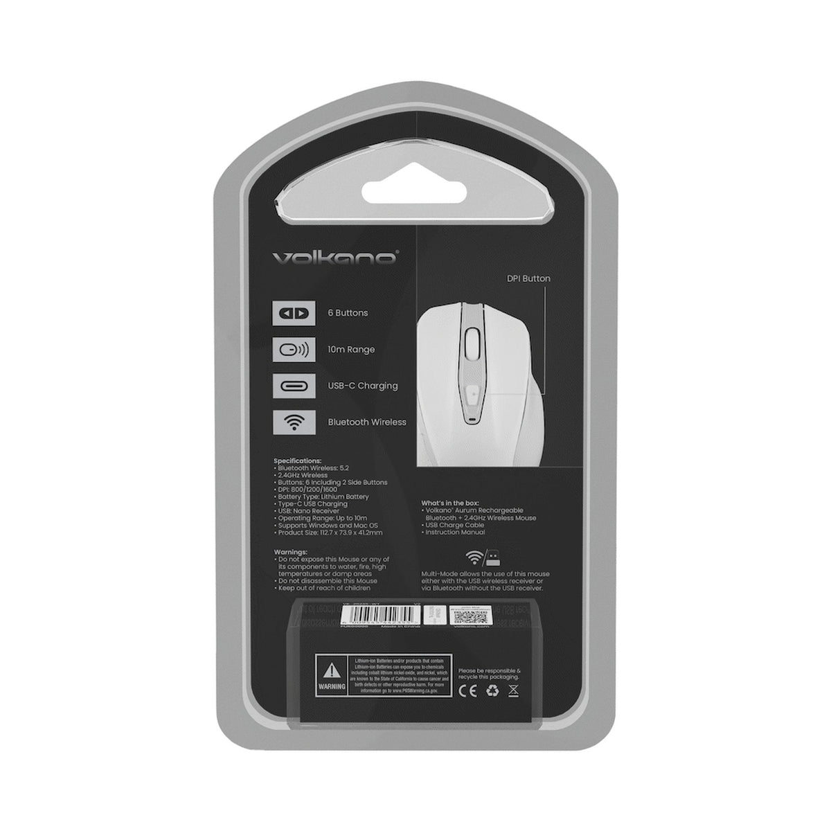 Volkano Aurum Series Bluetooth Wireless Mouse - White