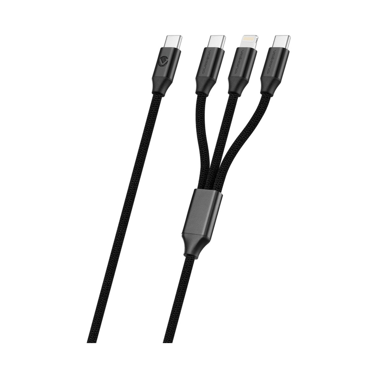 Volkano Weave Series 65w 3-in-1 Charge Cable - Black