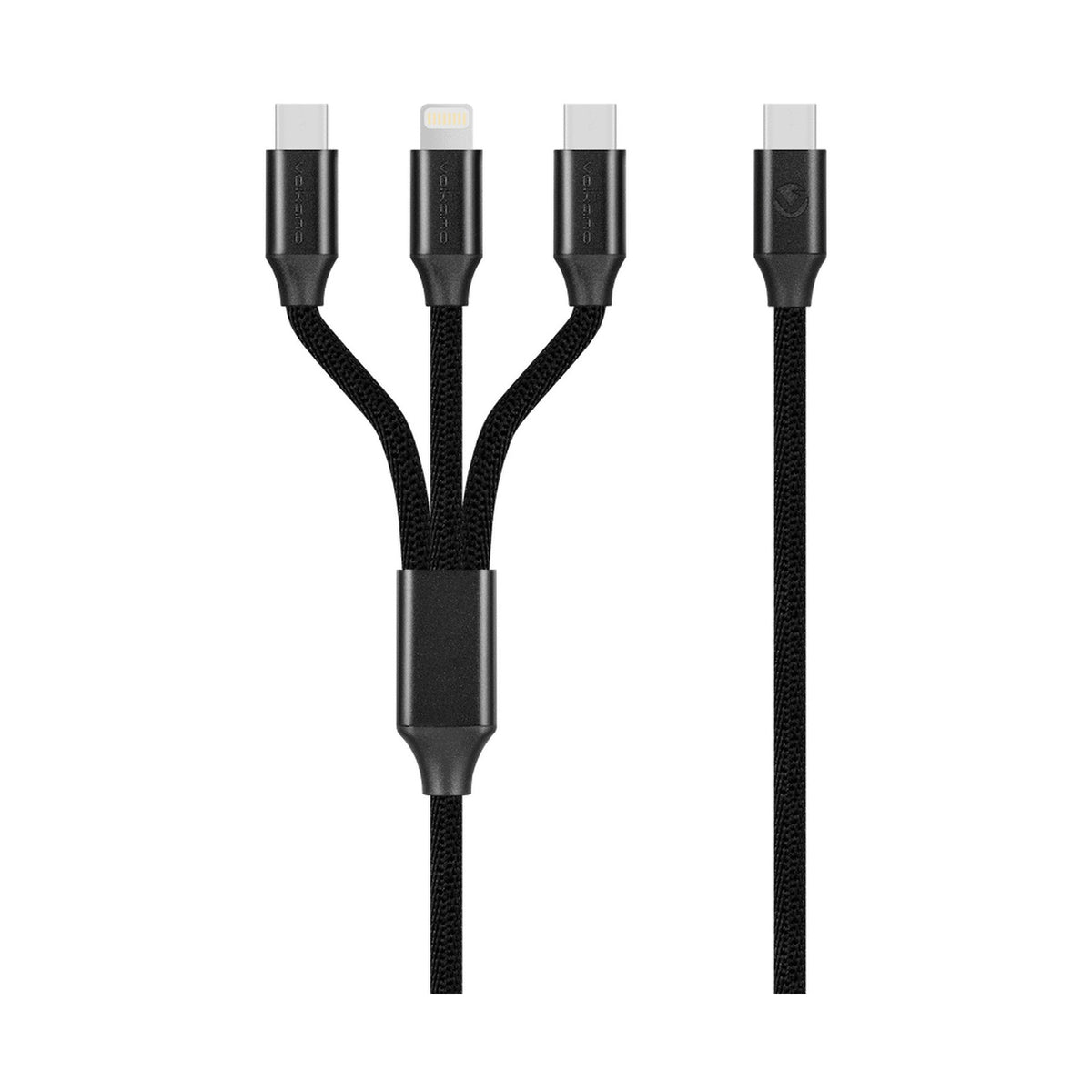 Volkano Weave Series 65w 3-in-1 Charge Cable - Black