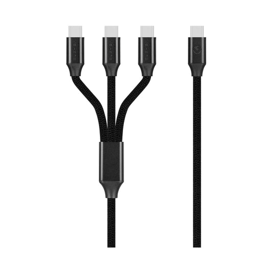 Volkano Weave Series 100w 3-in-1 Charge Cable (3 x Type C) - Black