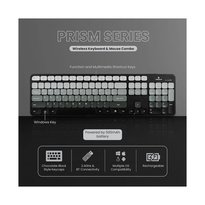 Volkano Prism Series Bluetooth Wireless Keyboard and Mouse - Grey