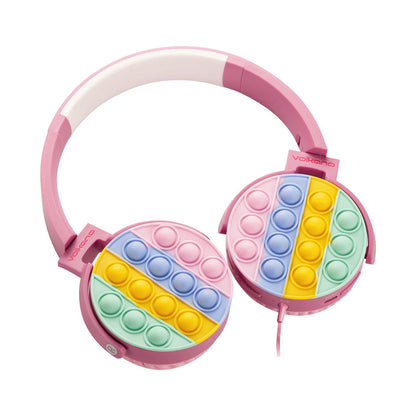 Volkano Kids Rainbow Popper Wired Headphones with 3.5mm Aux - Pink