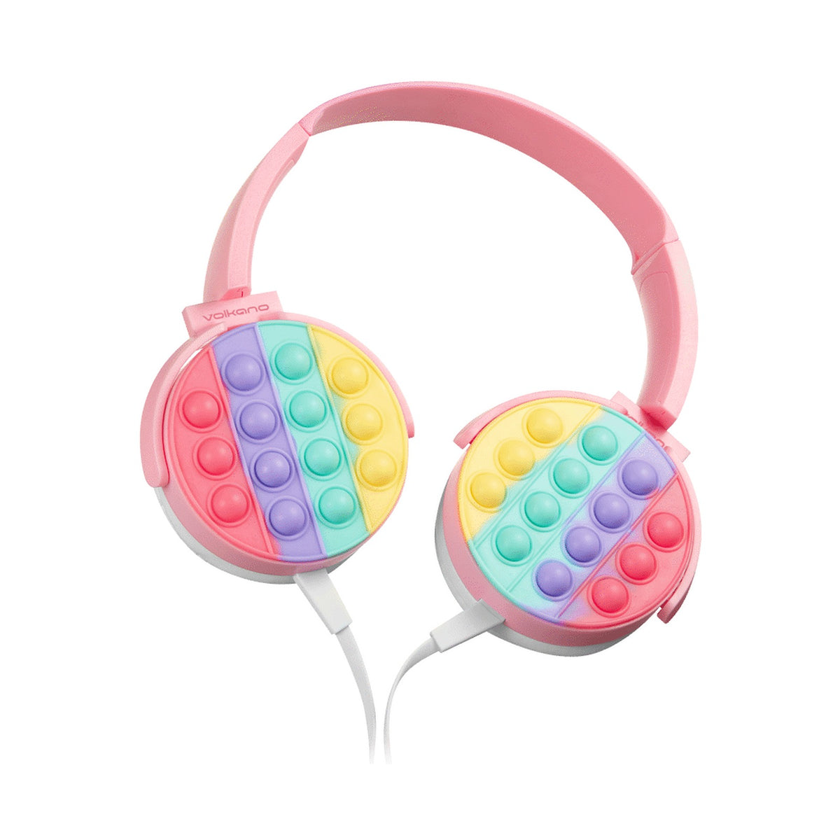 Volkano Kids Rainbow Popper Wired Headphones with 3.5mm Aux - Pink