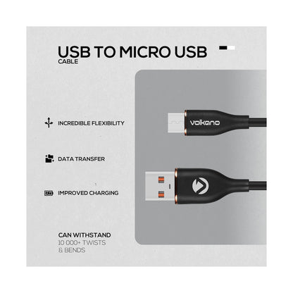 Volkano Flexi Series USB to Micro USB 2.5m 18w - Black