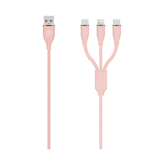 Volkano Flexi Series 3-in-1 Charging Cable - Pink