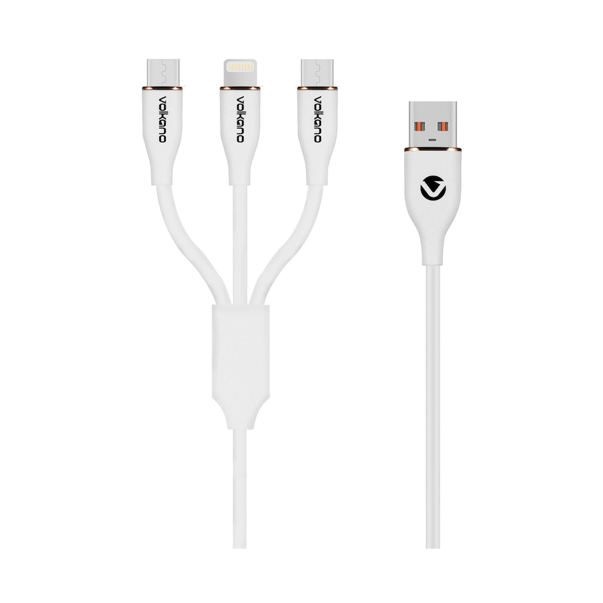 Volkano Flexi Series 3-in-1 Charging Cable - White