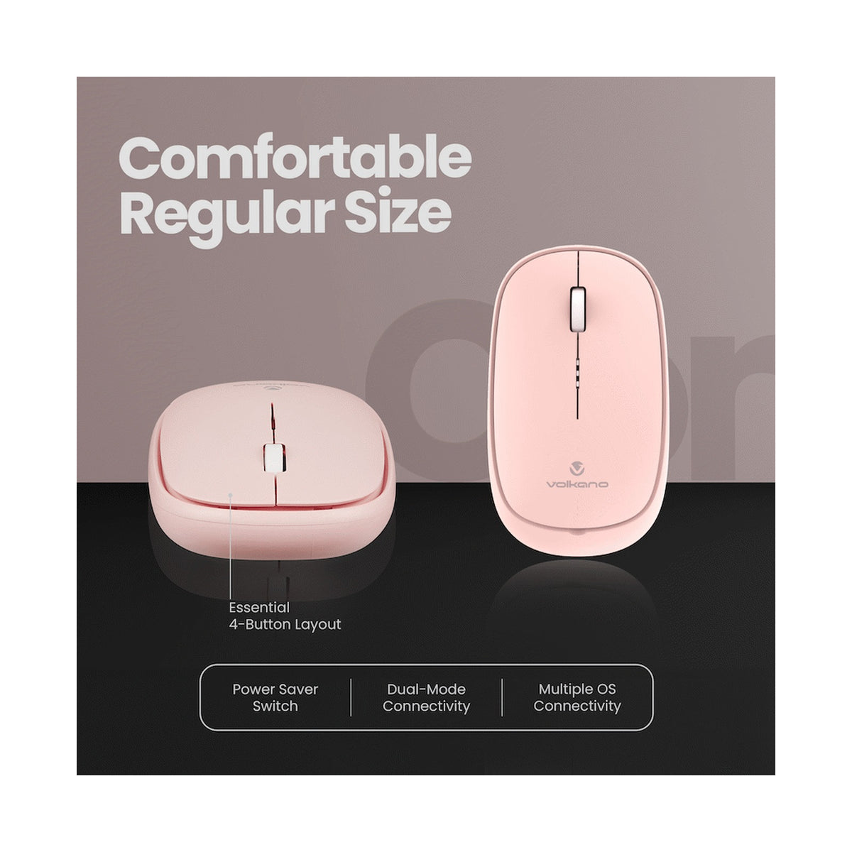Volkano Coral series Bluetooth Wireless Mouse - Pink