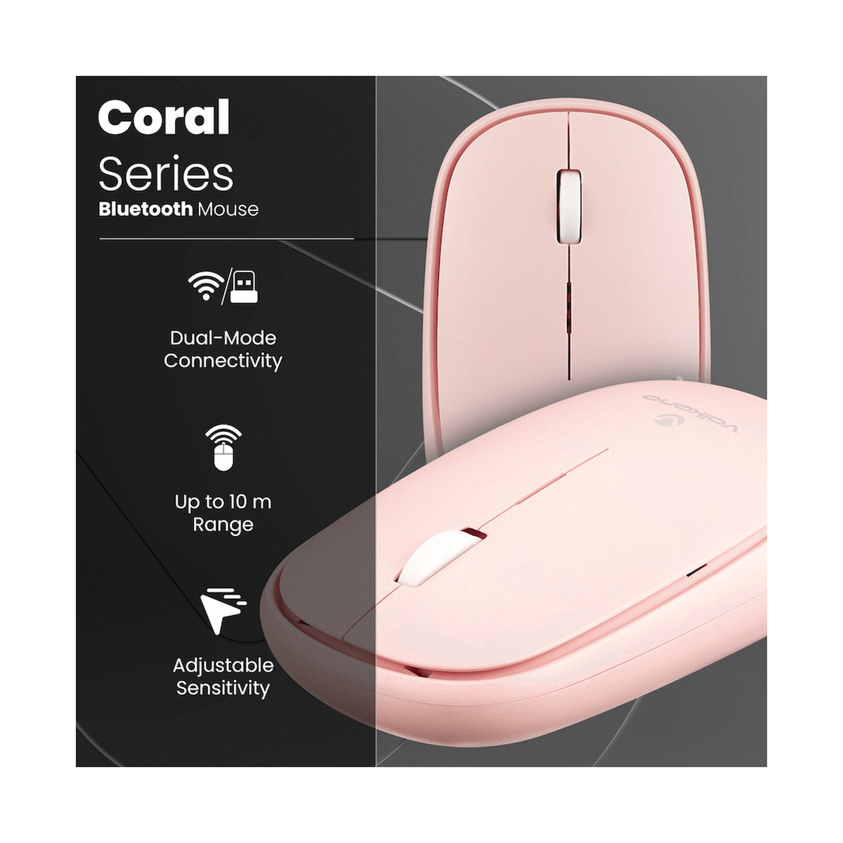Volkano Coral series Bluetooth Wireless Mouse - Pink