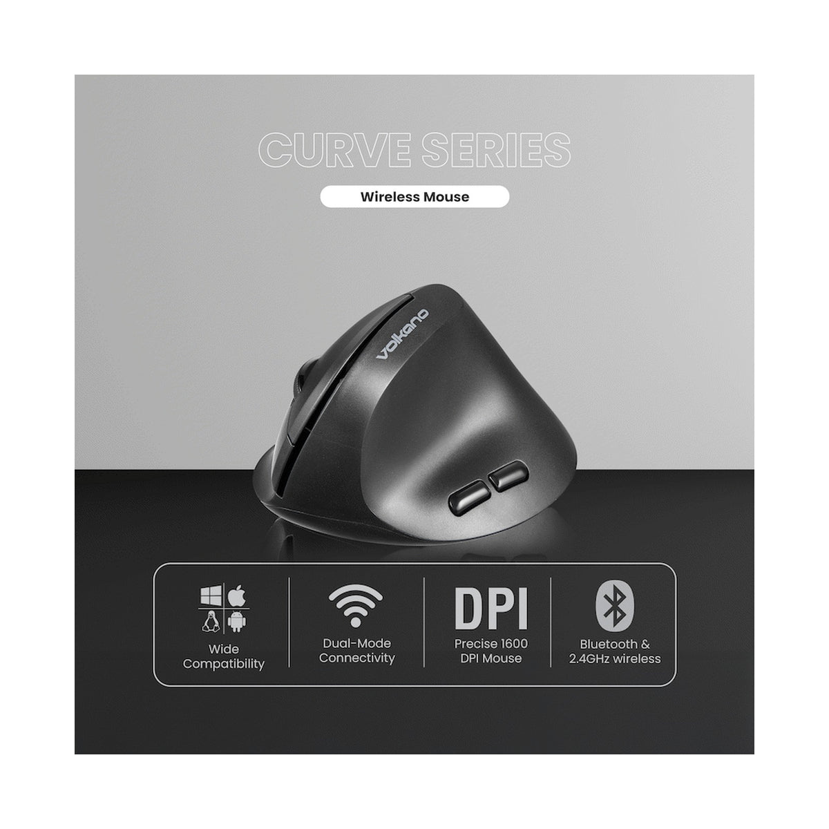 Volkano Curve Series Ergonomic Bluetooth Wireless mouse - Black