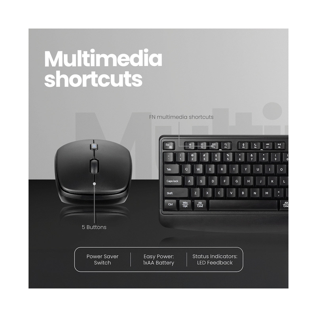 Volkano Onyx Keyboard and Mouse Combo With Dual mode BT