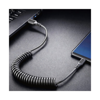 Volkano Helix Series Coiled 1m Charging Cable USB-A To USB-C 60W - Black