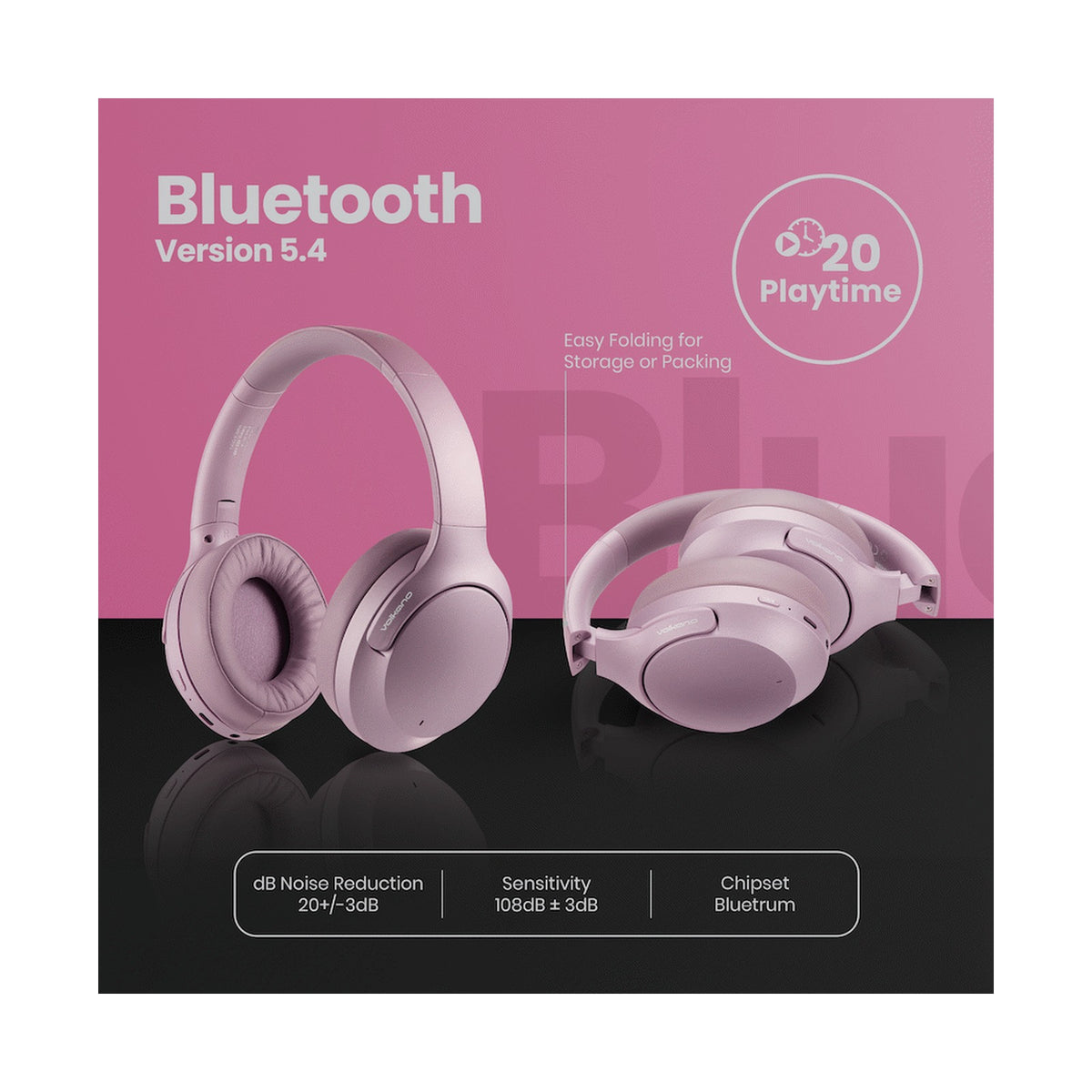 Volkano Odyssey ANC Bluetooth Wireless Headphone - Rose Gold
