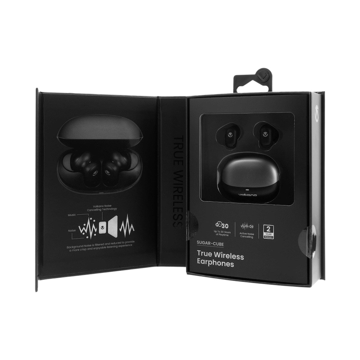 Volkano Sugar-Cube Active Noise Cancelling True Wireless Earphones - Black