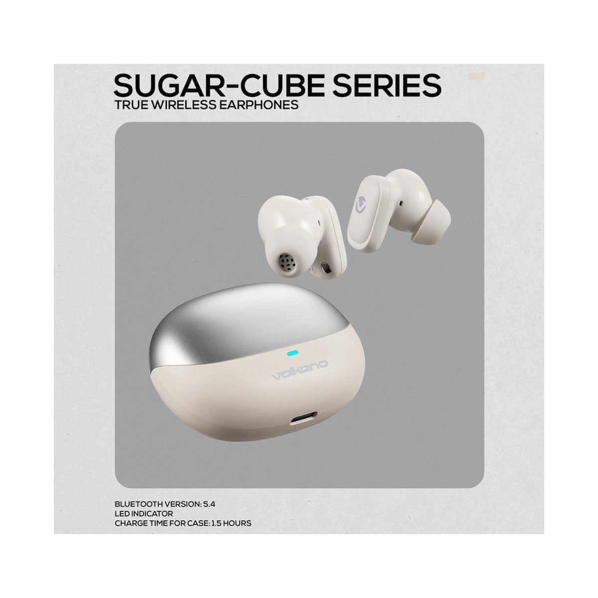 Volkano Sugar-Cube Active Noise-Cancelling True Wireless Earphones - Nude