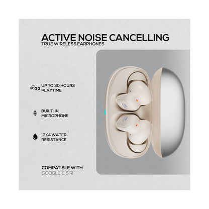 Volkano Sugar-Cube Active Noise-Cancelling True Wireless Earphones - Nude