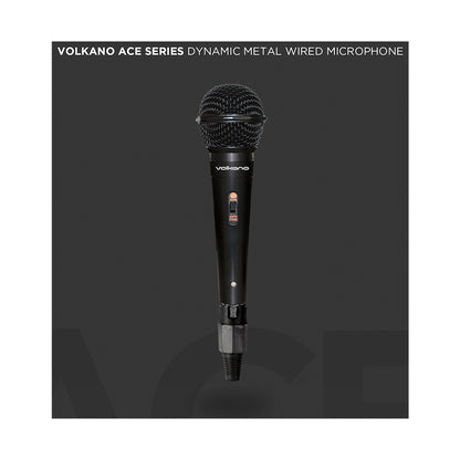 Volkano Ace Series Metal Wired Dynamic Vocal Microphone - Black
