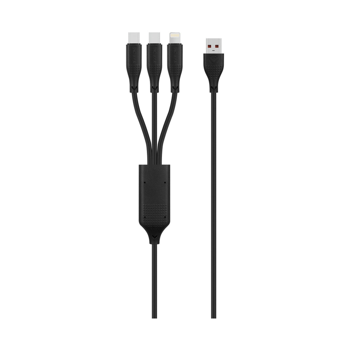 Volkao Nova Series USB A to 2 USb C and lightning cable 100W 1.2m TPE-Black
