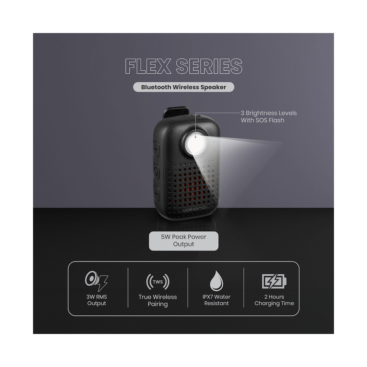 Volkano Flex Bluetooth Wireless Speaker - Black