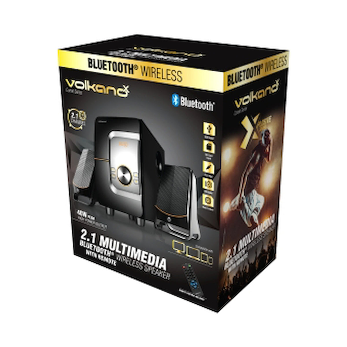VolkanoX Comet Series 2.1 Speaker - Black with USB/Micro SD and Bluetooth