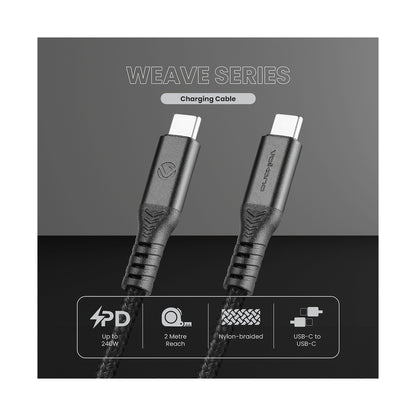 Volkano Weave Series USB C to USB C 240W 20Gbps 2m-black