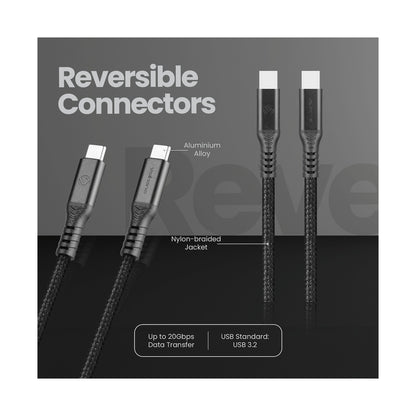 Volkano Weave Series USB C to USB C 240W 20Gbps 2m-black
