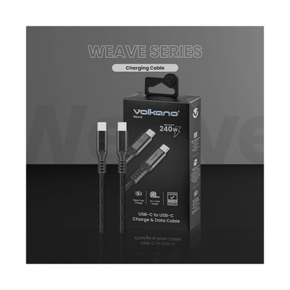 Volkano Weave Series USB C to USB C 240W 20Gbps 2m-black