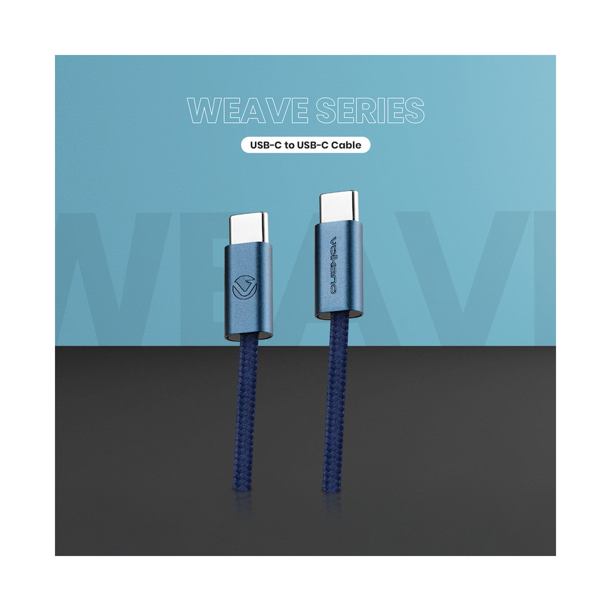Volkano Weave Series 60w USB C to USB C 1.2m-Blue