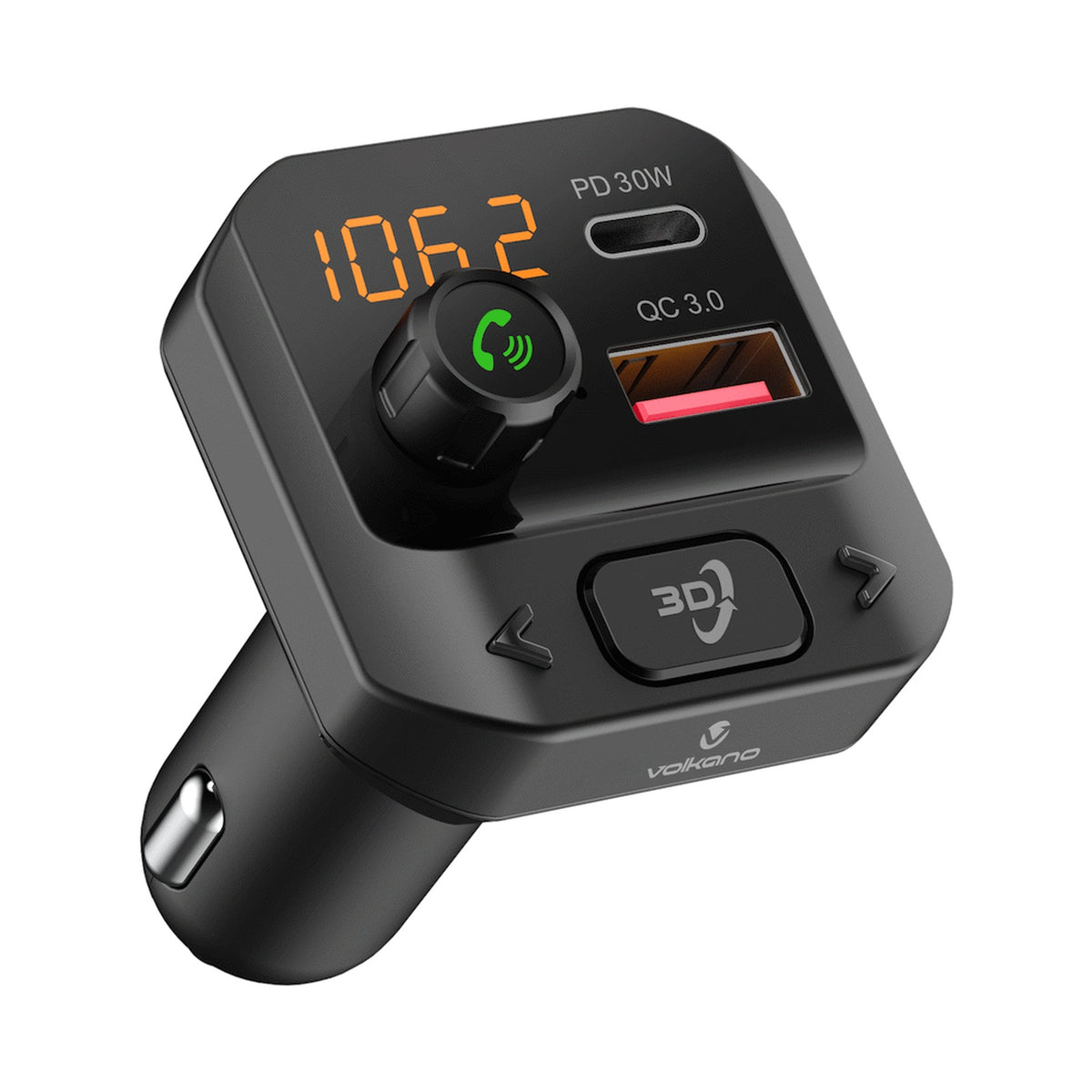 Volkano Grill Series Bluetooth Car Modulator and Charger