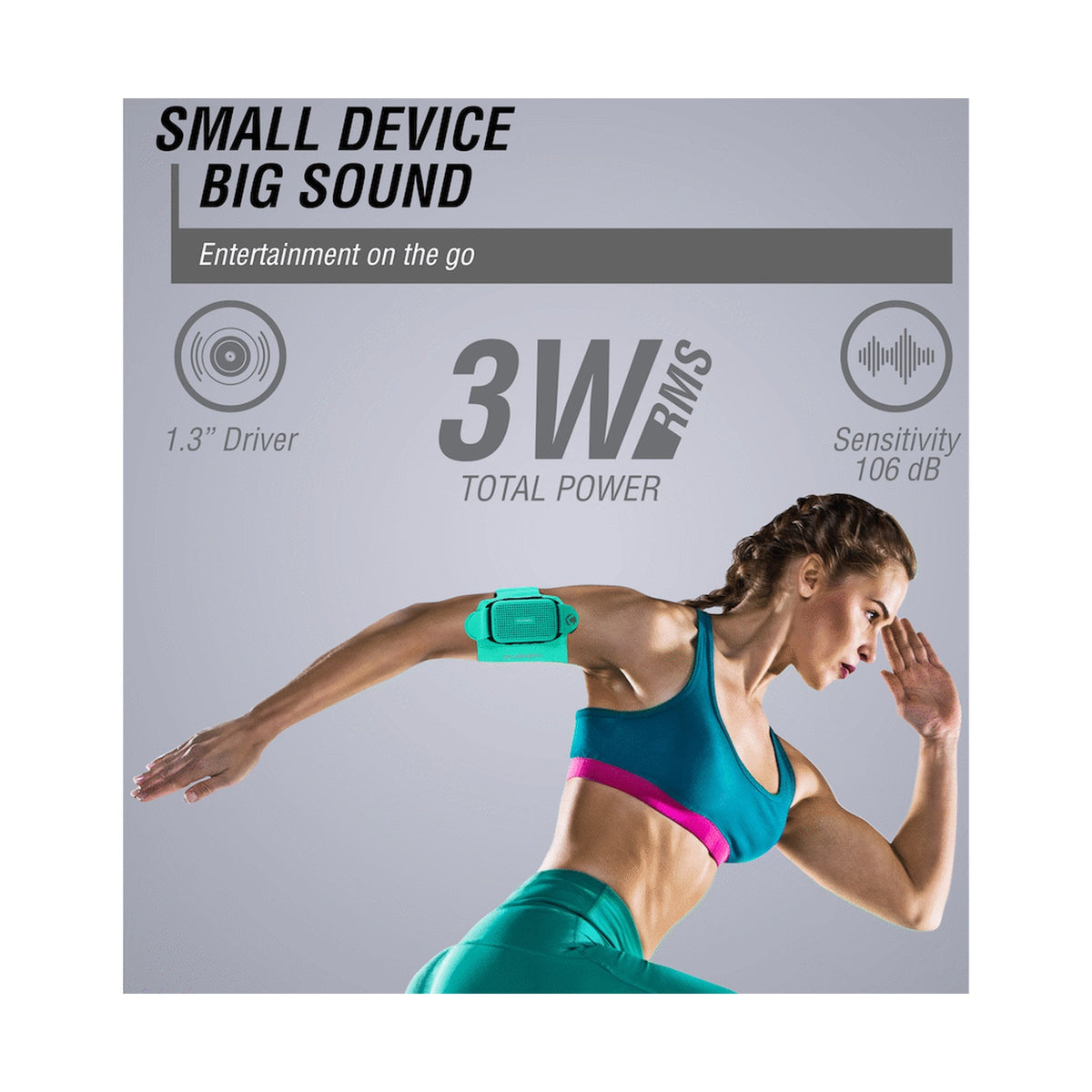 Volkano Pumped Series Wearable Speaker with Armband - Mint