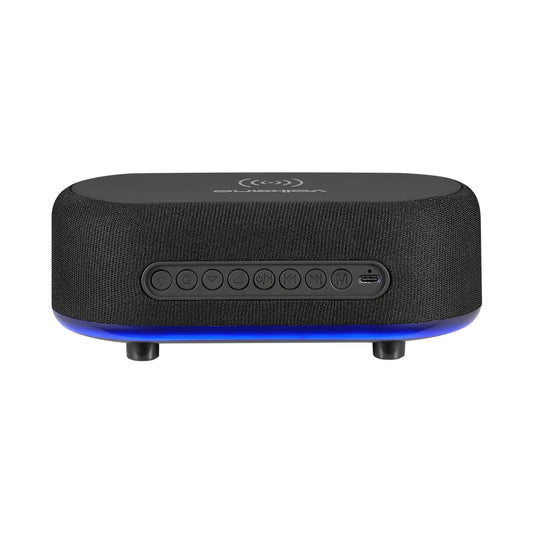 Volkano Radiant Series Alarm Clock with Wireless Charging and Speaker - Black