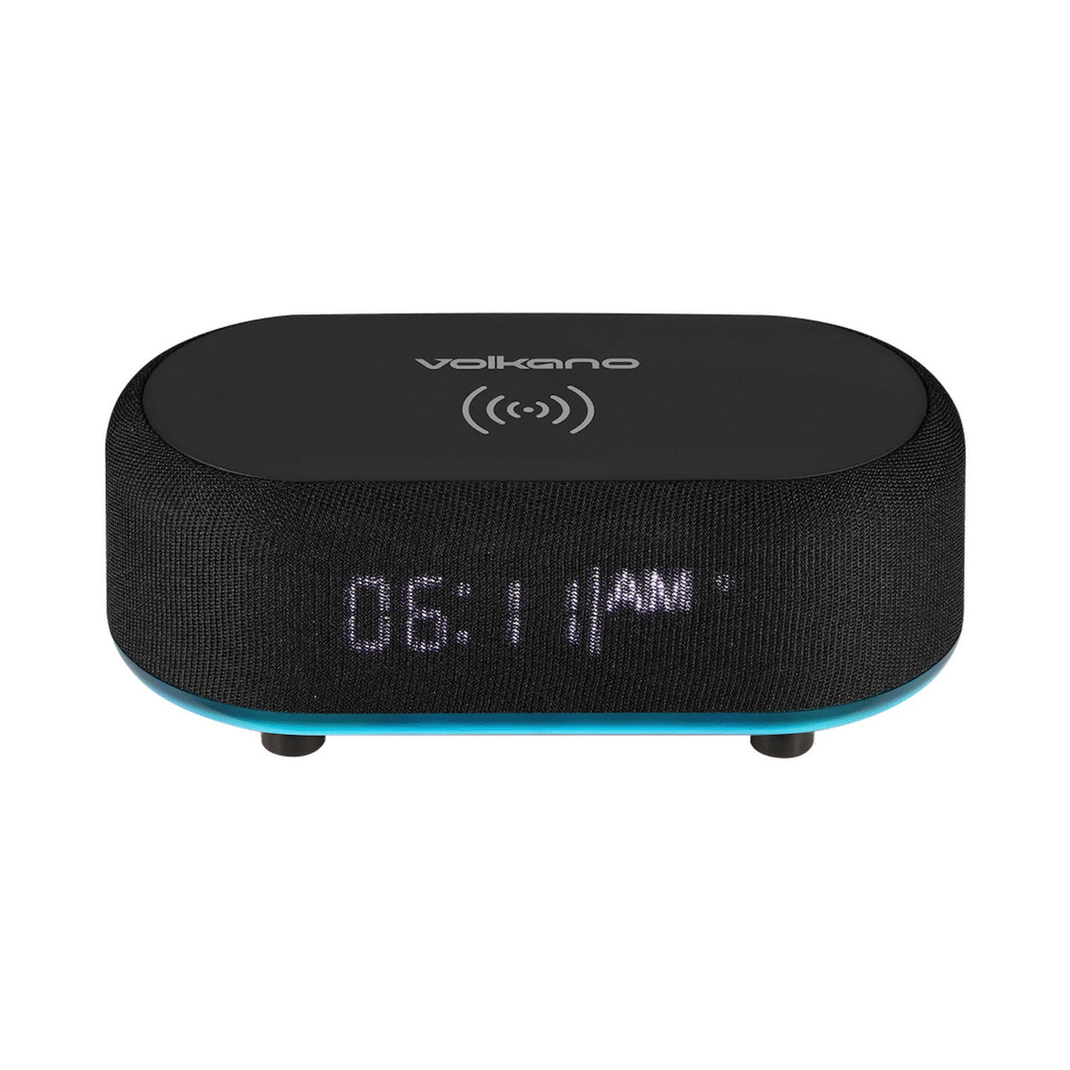 Volkano Radiant Series Alarm Clock with Wireless Charging and Speaker - Black
